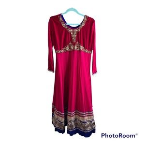 Indian Asian Anarkali Bollywood Hot Pink Dress